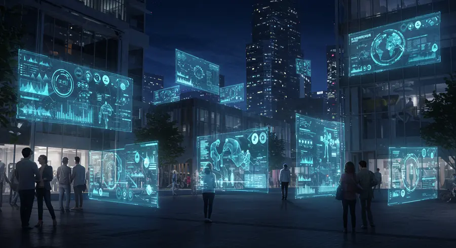 Abstract depiction of human speech interacting with AI through a holographic interface.